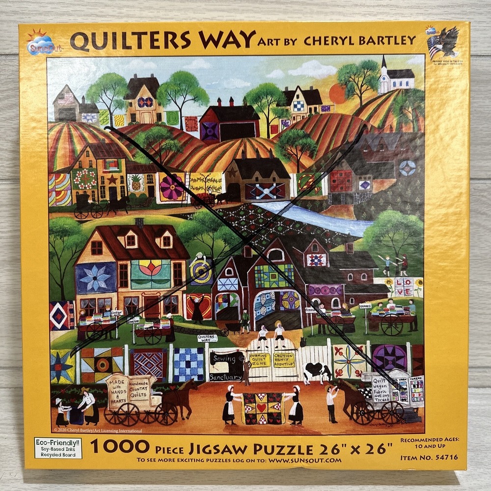 SUNSOUT 1000pc Puzzle 26x26" Quilters Way by Barley‎ Factory Sealed Bag